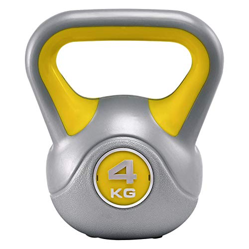 TrainHard Gymnastik Kettlebell Kugelhantel Vinyl Handgewicht 2 bis 20 KG – 4KG gelb - 2