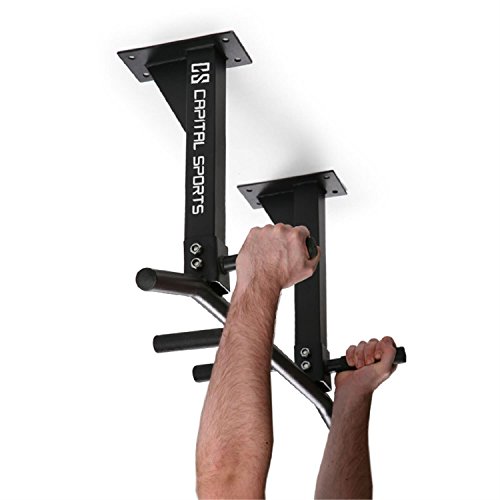 Capital Sports Tyro S4 Klimmzugstange Multi-Kraftstation (Deckenmontage, 3 Griffgruppen, belastbar bis 350kg, rutschsicher, inkl. Schwerlastdübel) schwarz - 3