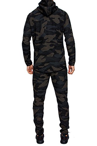 Amaci&Sons Camouflage Herren Sportanzug Jogginganzug Trainingsanzug Sporthose+Hoodie 1007 Camo Braun M - 4