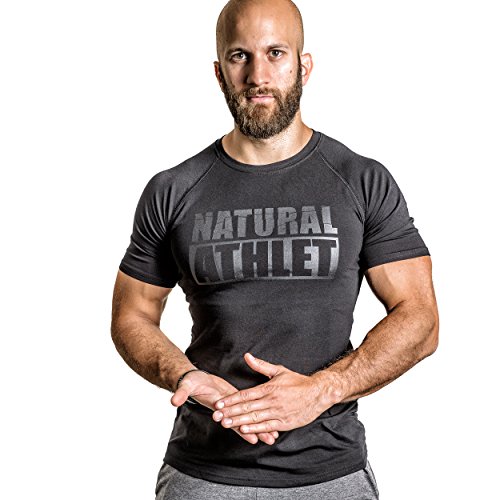 NATURAL ATHLET® T-Shirt Flavio Simonetti Slim Fit Herren 95 % Baumwolle 5 % Elasthan Schwarz sw/sw, Größe: L - 3