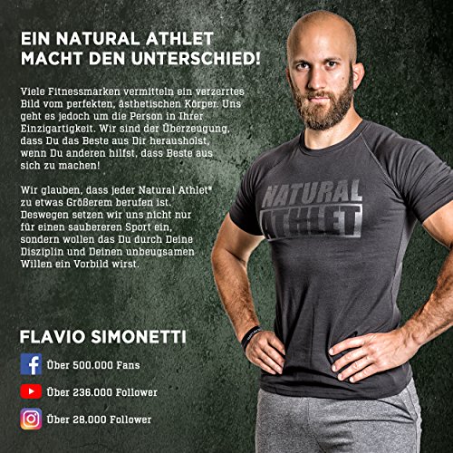 NATURAL ATHLET® T-Shirt Flavio Simonetti Slim Fit Herren 95 % Baumwolle 5 % Elasthan Schwarz sw/sw, Größe: L - 7