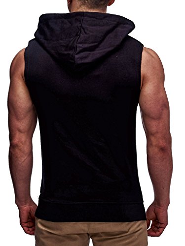 LEIF NELSON GYM Herren Fitness T-Shirt Hoodie Trainingsshirt LN06260; Grš§e M, Schwarz-Rot - 4