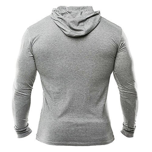 Musclealive Mens Gym dünne lange Hülsen Herren Bodybuilding Pullover Baumwolle und Elasthan Farbe Grey Größe Medium - 2