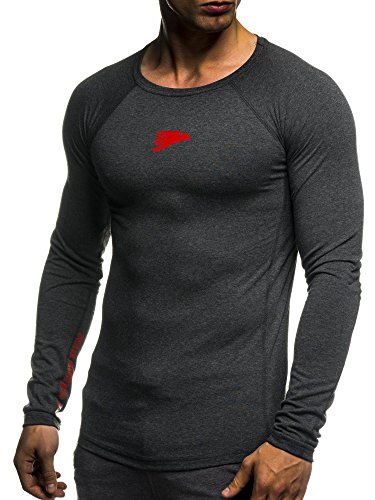 Leif Nelson Gym LN8283 Fitnessshirt voor heren, functioneel shirt, slim fit, bodybuilder, trainingsshirt, T-shirt, mouwloos, sportshirt, kleding voor bodybuilding, training, Antraciet-gespikkeld, S