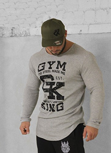 Gym King Long Shaped Longsleeve Bodybuilding Pullover Warm Up Top (M) - 3
